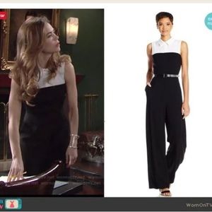 Black and white collared jumpsuit  BCBGMAXAZRIA Laryssa Size S